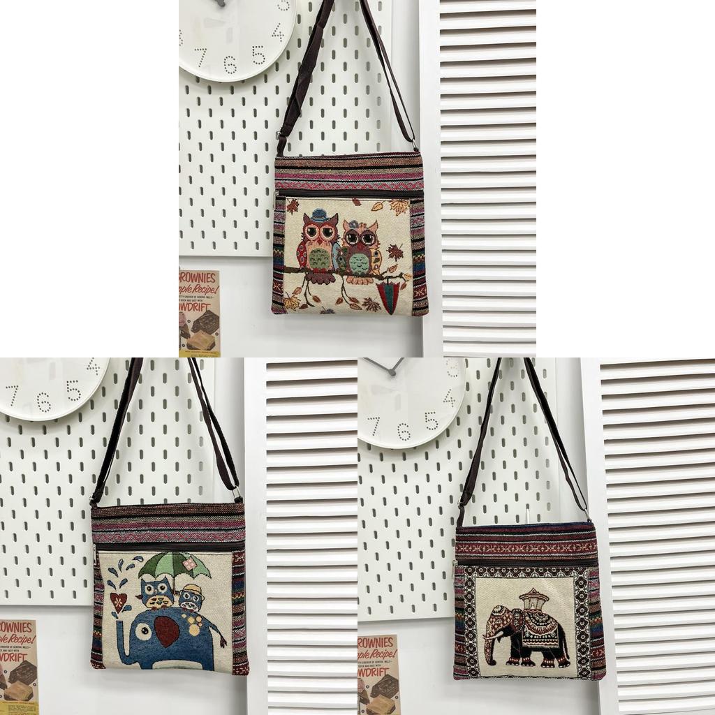 Ethnic Embroidered Cotton Mini Shoulder Bag With Multiple Compartments For Casual Outfits