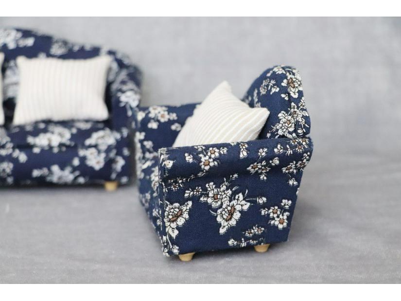 1:12 Dollhouse Miniature Floral Single Sofa for Living Rooms or Bedrooms