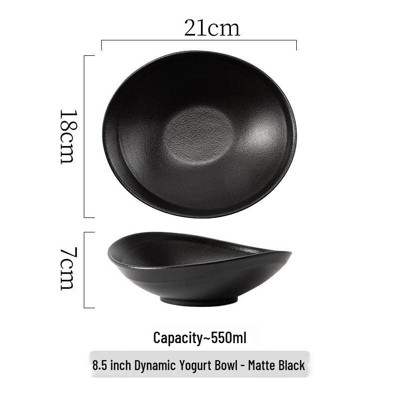 8.5-inch Matte Black Enamel Yogurt Bowl