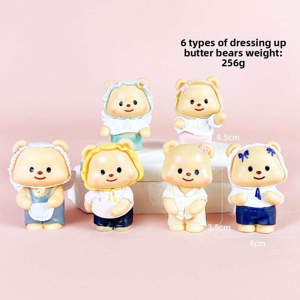 Bear Butter Cute Donut Burger Swing Food Series Model Ornament Set Desktop Decor