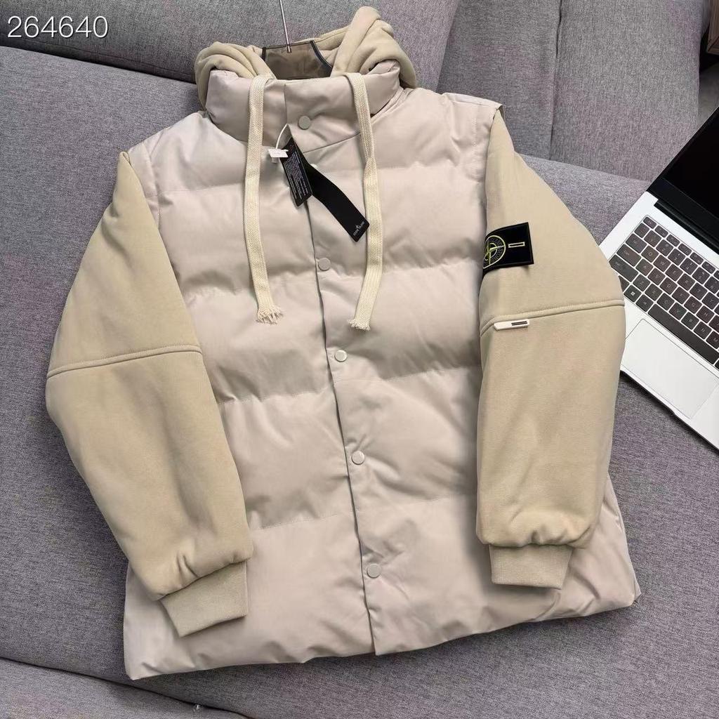 Jachetă din bumbac cu glugă, piesă dublă Stone Island, cu emblemă pe mânecă