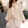 Fashion Knitted Pullover Loose Women Sweater Elegant Casual Simple Lantern Long Sleeve Tops Sweet Hollow Out Sweaters Autumn Woman Clothes