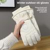Snow Ski Gloves For Women Waterproof Touchscreen Warm Thick Polyester For Winter Skiing