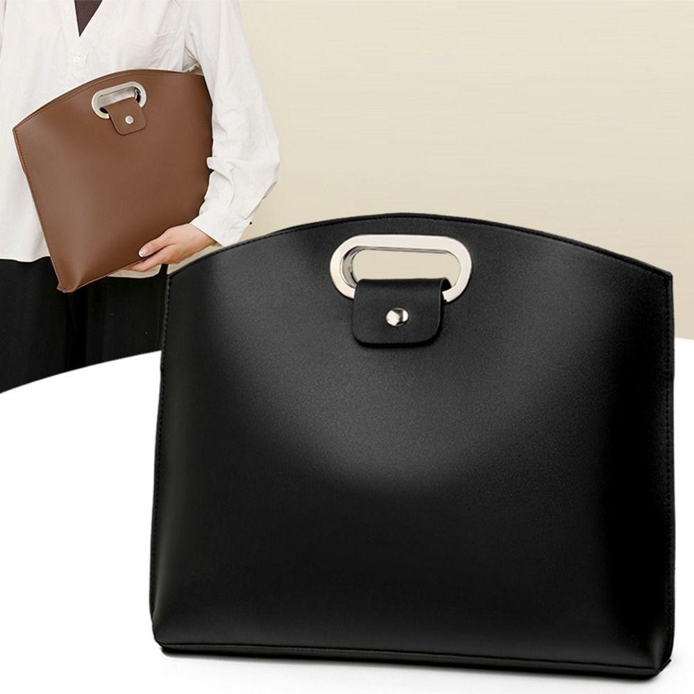 PU Office Document Tote Bag Large Capacity Briefcases Simple File Bag Travel