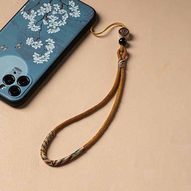 Chinese Style Phone Wrist Charm Strap Cell Phone Finger Keychain Hand-Woven Ring Buckle Pendant Cloud Pattern