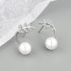 ANENJERY Paved Zircon Leaf Pearl Earrings For Women Creative Modified Earlobe Accessories