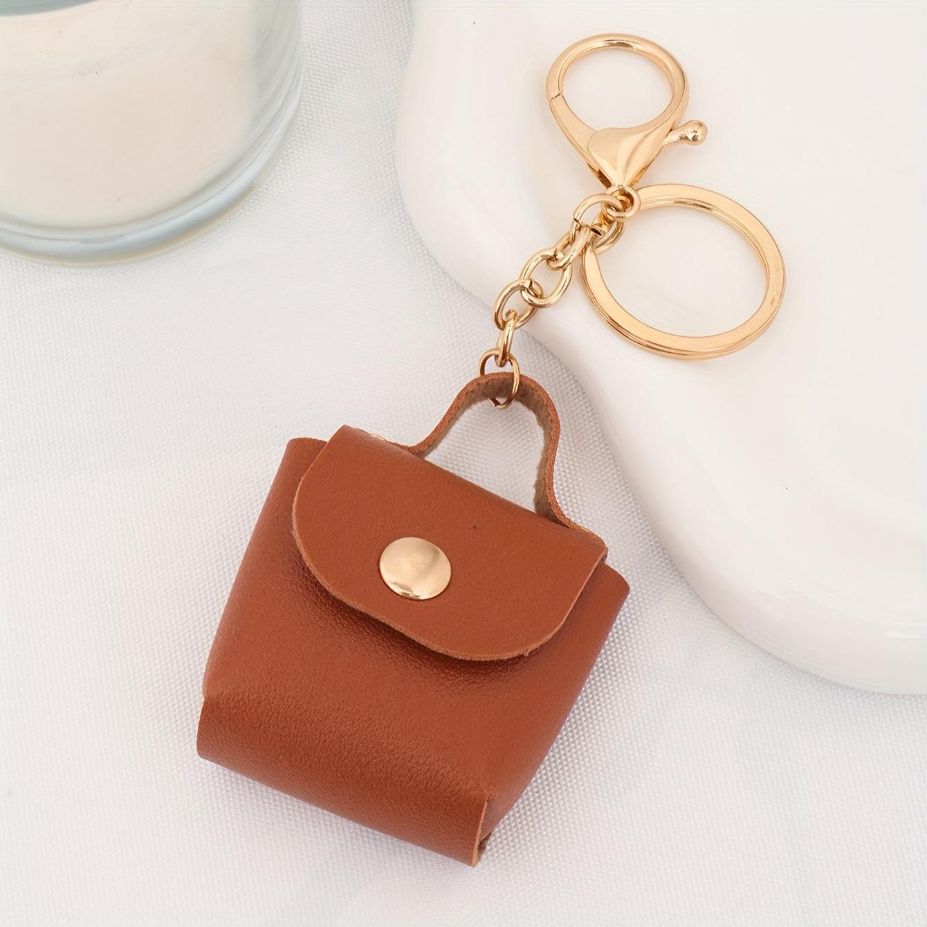 Cute small square bag keychain, mini storage bag, pendant keychain, mini small bag that can hold change. коричневый