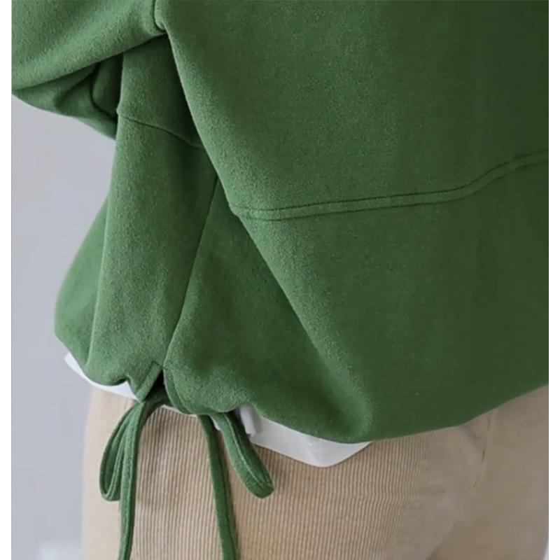 Women's Multicolor Artistic Pullover Hoodie - Autumn Japanese Style, Lace-up Drawstring, Round Neck, Long Sleeve, Loose Fit