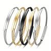 Minimalist Round Double Layer 3mm Cable Wire Bracelet Stainless Steel Golden Silvery Bangle Couple Gift Unisex Daily Jewellery