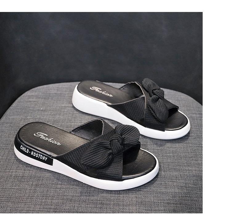 

Крутые тапочки женские летние 2025 платформа бант перекрестные сандалии женские бежевые черные универсальные 40 чёрный