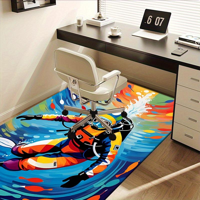 Diver, Colorful, Underwater Office Carpet Soft Polyester Entrance Carpet Washable Non-slip Machine Washable Indoor Carpet Living Room Bedroo