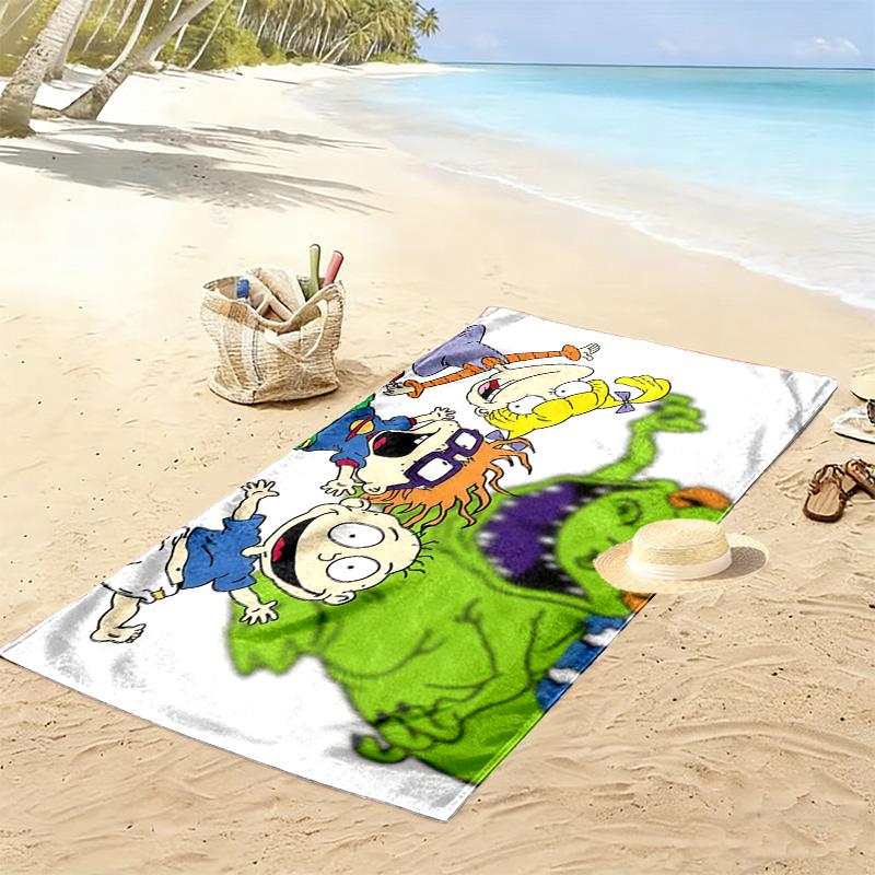 Rugrats Baskılı Plaj Havlusu, Plaj Kamp Yüzme İçin Büyük Yumuşak Hızlı Kuruyan Havlu