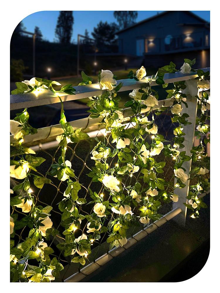 Solar Rose String Lights: Outdoor & Indoor Decorative Flower Vine for Patios, Balconies, Railings, and Ambiance