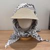 Women's UV Protection Straw Hat with Integrated Headscarf & Neck Cover for Outdoor Cycling & Travel