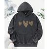 Leopard Print Love Printing Washed Hoodies Women Cotton Hip Hop Streetwear Fashion Comfortable Hoody Oversized