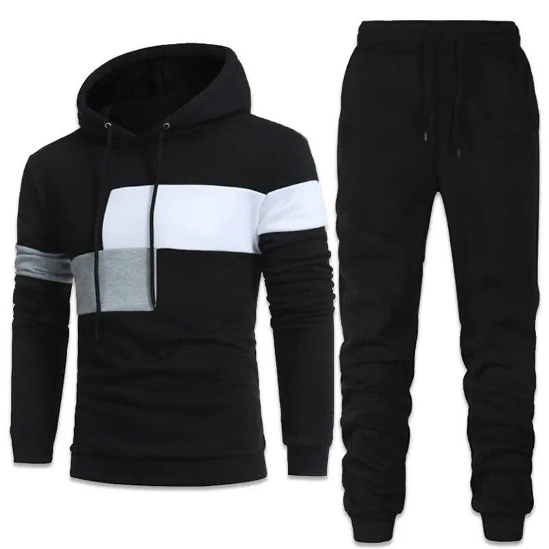 2026 Fashion Men Tracksuits Hoodies Suit Autumn Winter Men Hooded Sweater and Sweatpants Two Piece Set Plus Size Men's Clothing