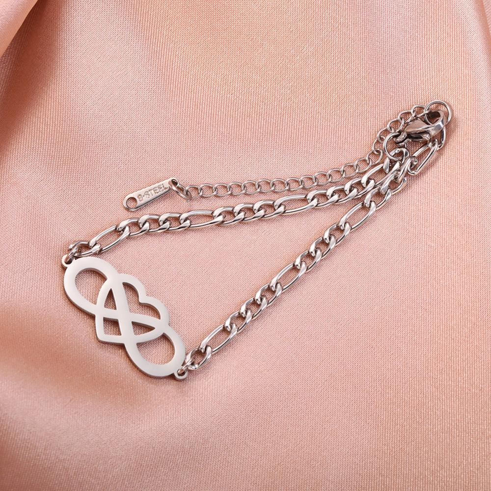 My Shape Infinity Symbol Charms Bracelets Women Stainless Steel Gold Color Figaro Chain Heart Love Pendants Kpop Fashion Jewelry