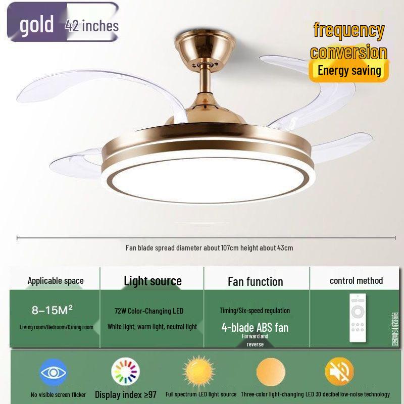 2026 Modern Invisible Ceiling Fan Light Chandelier for Dining, Living Room, Bedroom