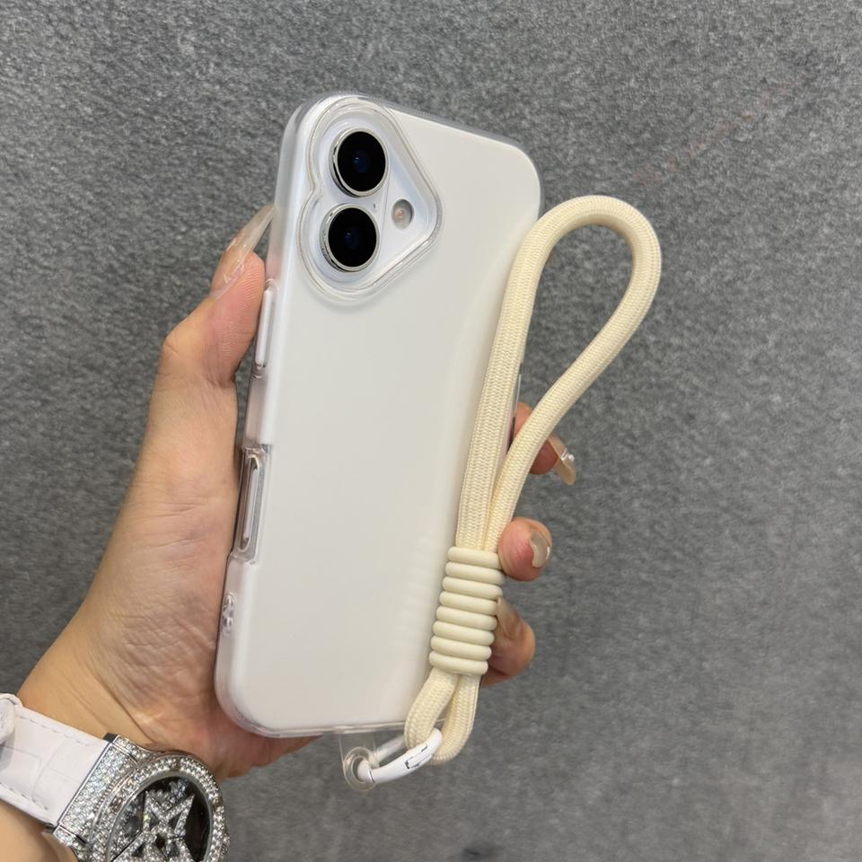 Wrist Strap Silicone Phone Case For iPhone 16 15 14 13 12 11 Pro Max Plus Cute Transparent Lanyard Protector Shockproof Cover