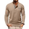 Men’s Long-sleeved T-shirt, Henley Top, Layered with A Colour-blocked Long-sleeved T-shirt
