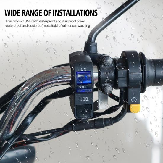 DC 12V LED indicador motocicleta manillar montaje USB cargador de teléfono con interruptor