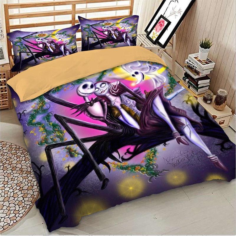 Luxurious Nightmare Before Christmas Duvet Cover With Pillow Cases Bedding Set