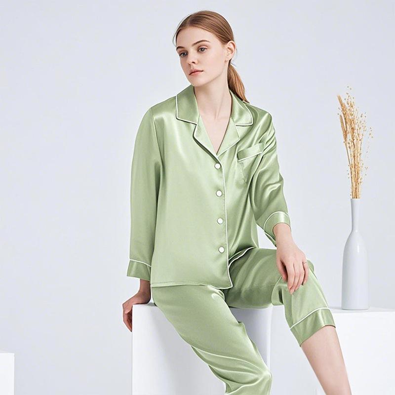 Butterfly Embroidery Silk Pajama Set - Women's Mulberry Silk Two-Piece for Spring/Summer