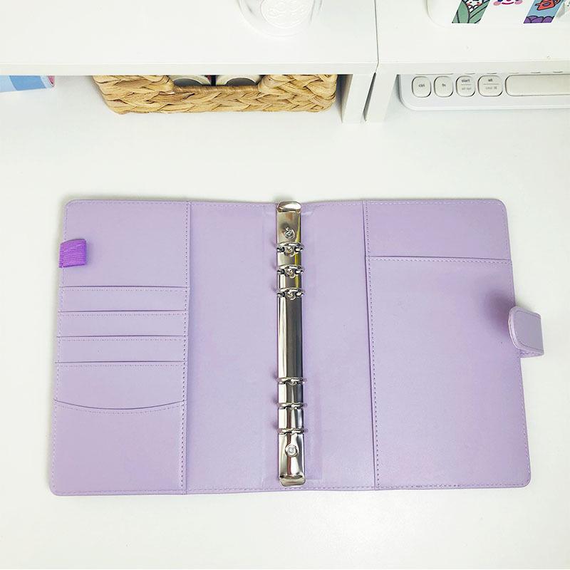 A5 Macaron Solid Color PU Leather Loose-Leaf Notebook Planner - Simple Business Style