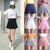 Women Mini Pleated Skirt Casual Loose Plaid Skirt 2020 Korean Style A-Line Skirt High Waist Skirt