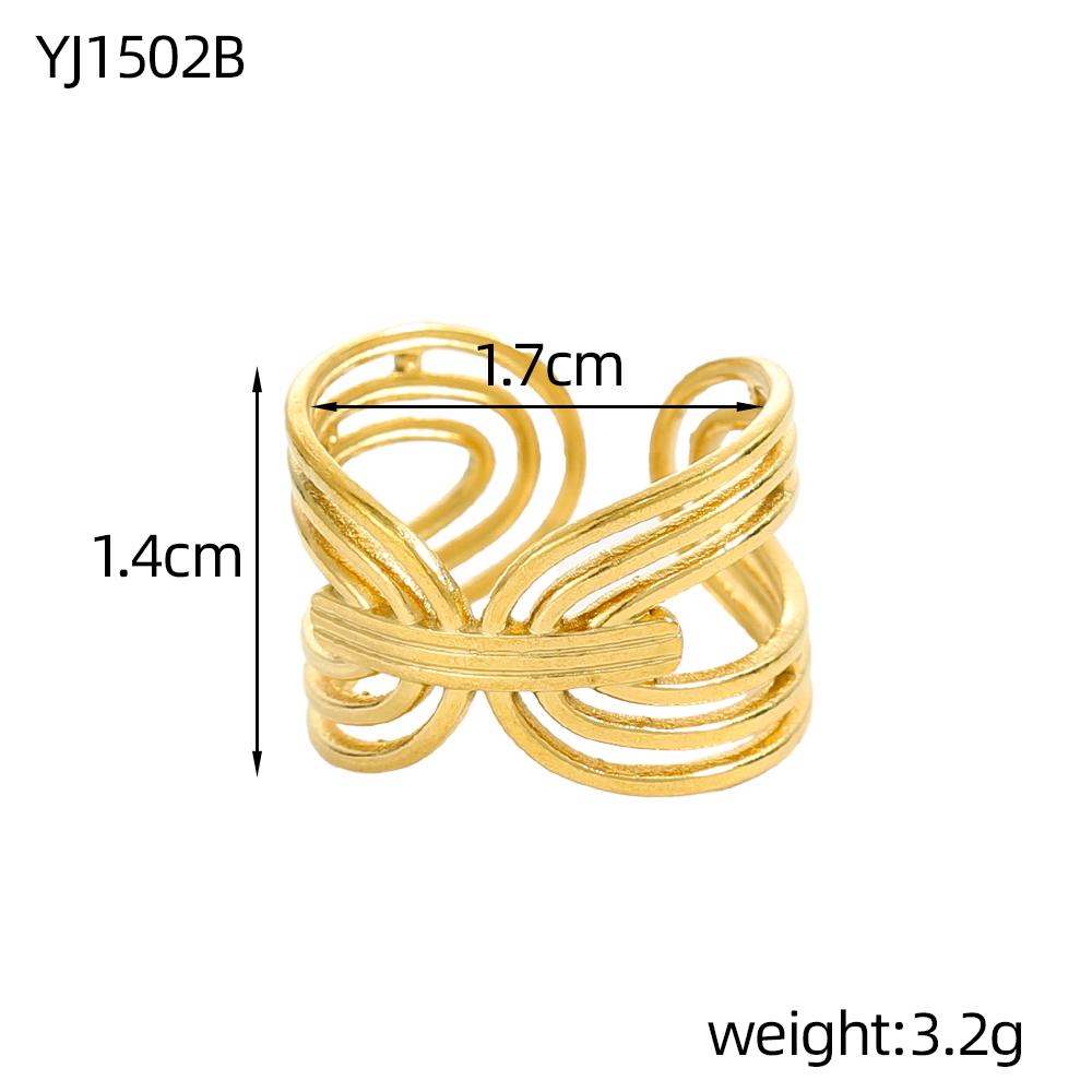 CARLIDANA Vintage Multilayer Sun Stainless Steel Gold Plated Rings for Women Hollow Line Charm Adjustable Men Open Ring Jewelry