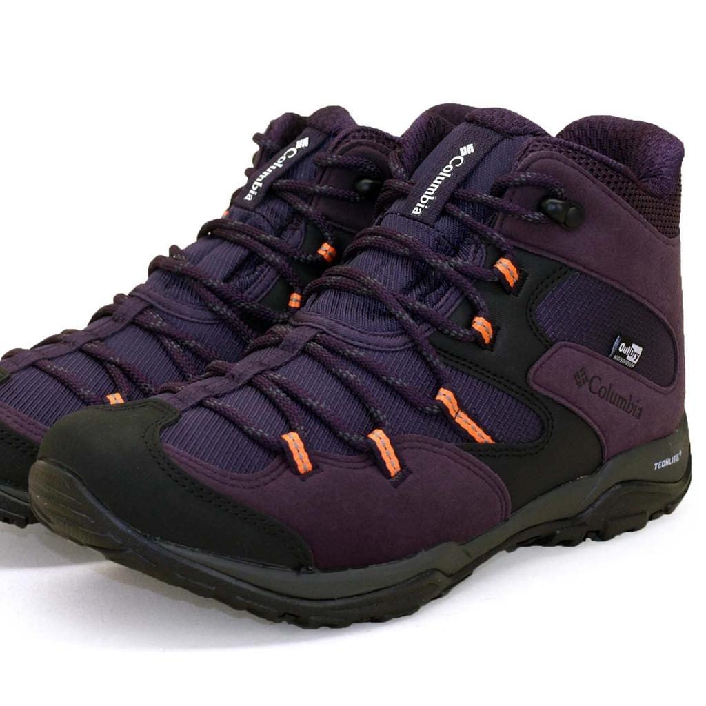 Columbia Waterproof Sabre 5 Mid Outdry Wide Hiking Shoes, Dark Plum, YK2365, Women's, Purple, Size 24.5