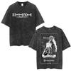 Death Note Ryuk Yagami Light Vintage Washed T Shirt Oversized Women Men Cotton Tshirt Fashion Short Sleeve Tshirts Streetwear