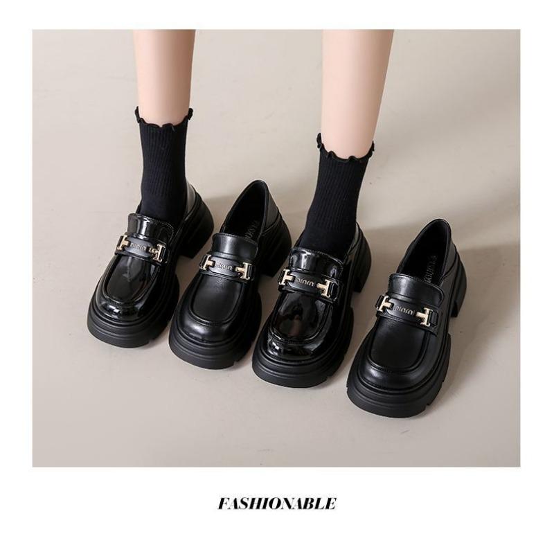 Thick Soled Thick Heeled Versatile Single Shoe Loafer