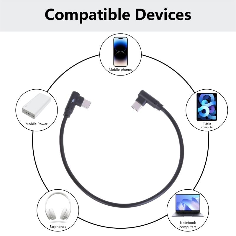 90 Degree USB 3.1 Type C to Type C Cable 40W Angled 3.1 USB Type C Male Extension Cable Supports Charging,Data