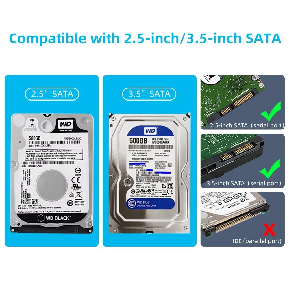 3.5'' HDD Case SATA To USB 3.0 Adapter External Hard Drive Enclosure for 2.5" 3.5" SSD Disk 450Mb/s 22TB HDD Case for PC Laptop