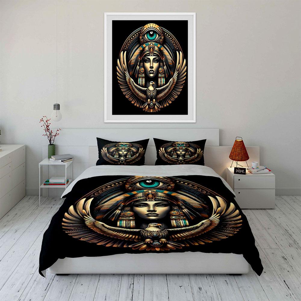 "Egyptian Eagle Eye Decor Set" Soft Skin-Friendly Bedding Set Includes 1 Duvet Cover And 2 Pillowcase Gift