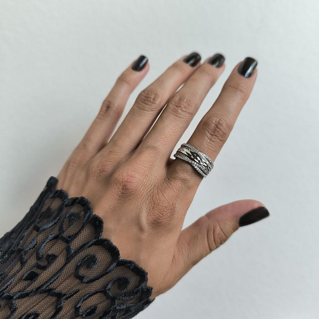 Silver Ring with Cubic Zirconia, Product Weight 3.49 G (2185659)