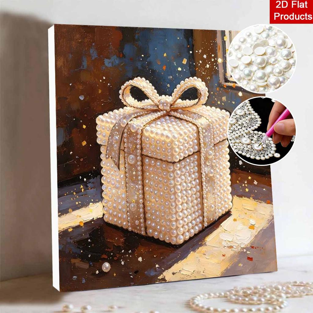DIY Mini Framed Pearl Bead Art Kit Gift Box Design Sparkling Canvas Painting Relaxing Craft for Adults Handcrafted Home Decor Art Set