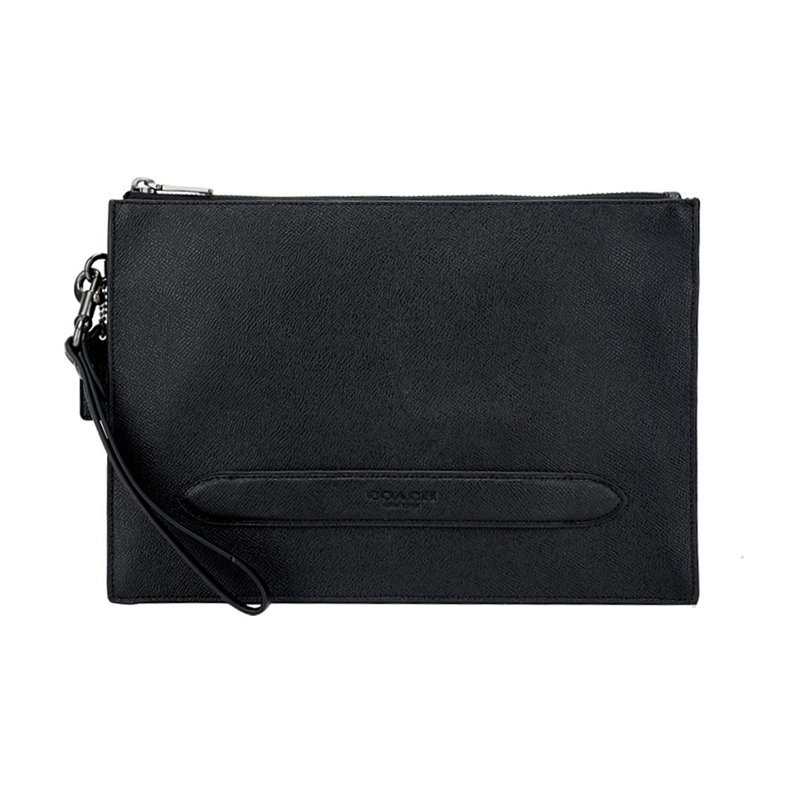 

New COACH Pouch Leather Clutch Large Size Men s Black 68154-QBBK 30.0*2.5*20.6CM