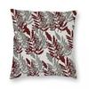 Federa Quadrata Cuscino Pianta Grigio Borgogna Poliestere Lino Velluto Fantasia Zip Decorativa Federa Cuscino da Lancio Copertura per Seduta Divano Vendita all'Ingrosso x