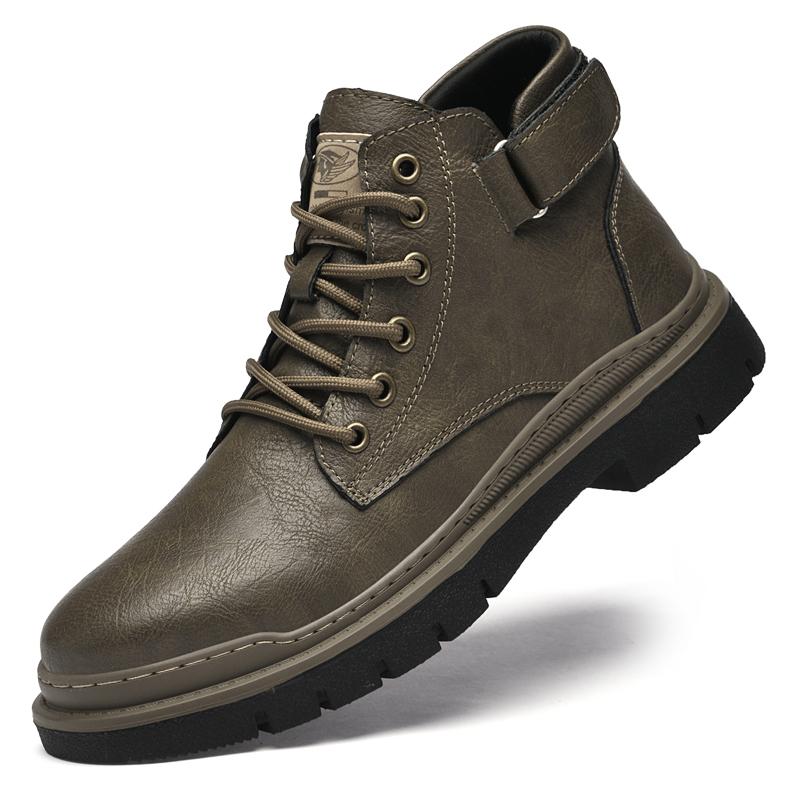 Fashion New Luxury Genuine Leather Laced Desert Boots Men Shoe Brand Leather Handmade Designer Ankle Boot Fashion Outdoor Round Toe Boot