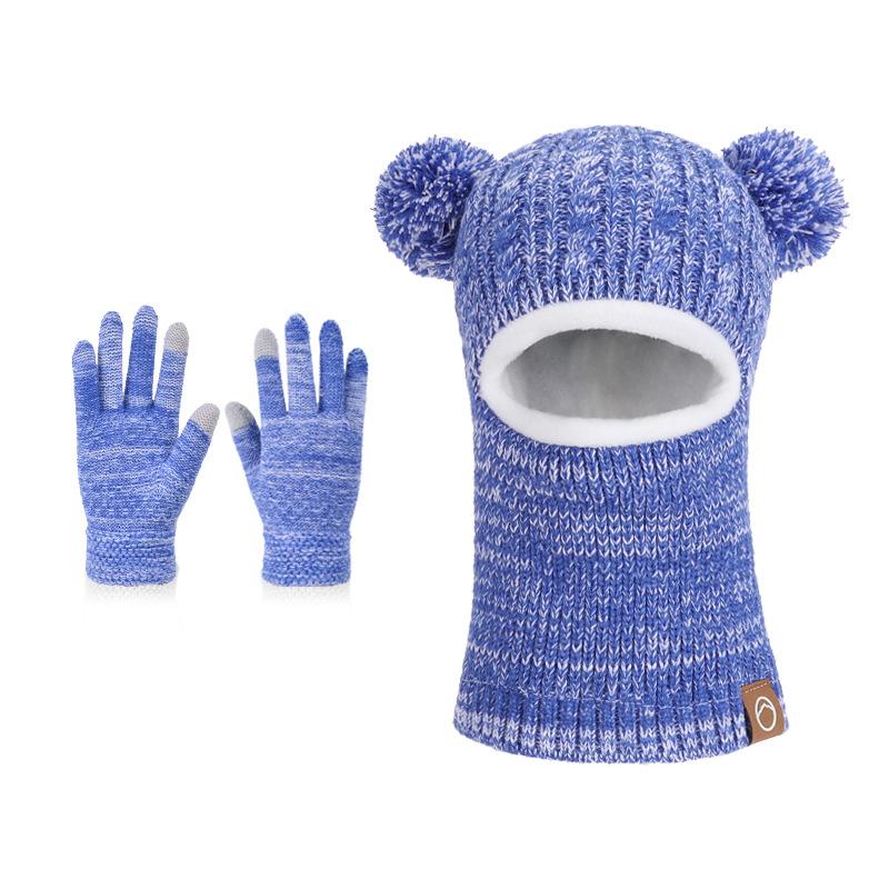 Winter Baby and Baby Warm Knitted Woolen Hat, Children's Hat, Integrated Scarf, Thick Velvet Ear Protector, Headband Cap