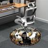 1PC Egyptian Cat Office Round Rug, Non slip, Soft and Durable Office Rug for Interior Decoration, Perfect for Office