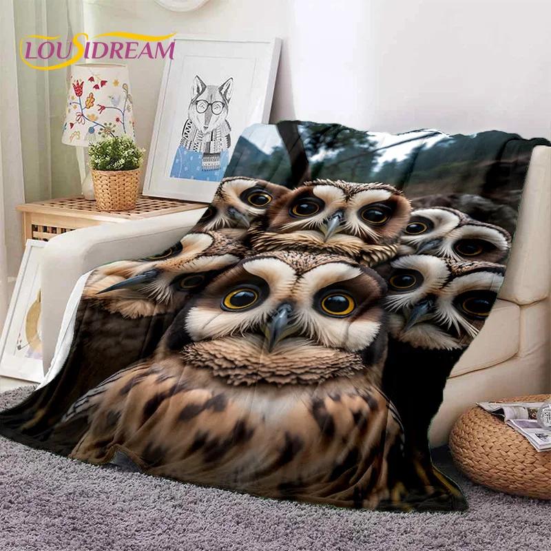 Cute Owl Eagle Birds Cartoon 3D Soft Flannel Blanket for Beds Bedroom Sofa Picnic,Throw Blanket for Cover Outdoors Leisure Gift