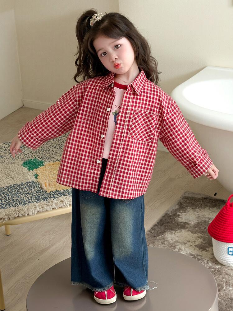 Girl's Plaid Shirt Jacket - Spring & Autumn 2025 Style for Baby & Toddler
