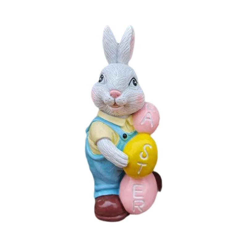Easters Rabbit Sculpture Colorful Bunnies with Eggs Resins Figurine Statue Ornament for Home and Garden Decoration Gift