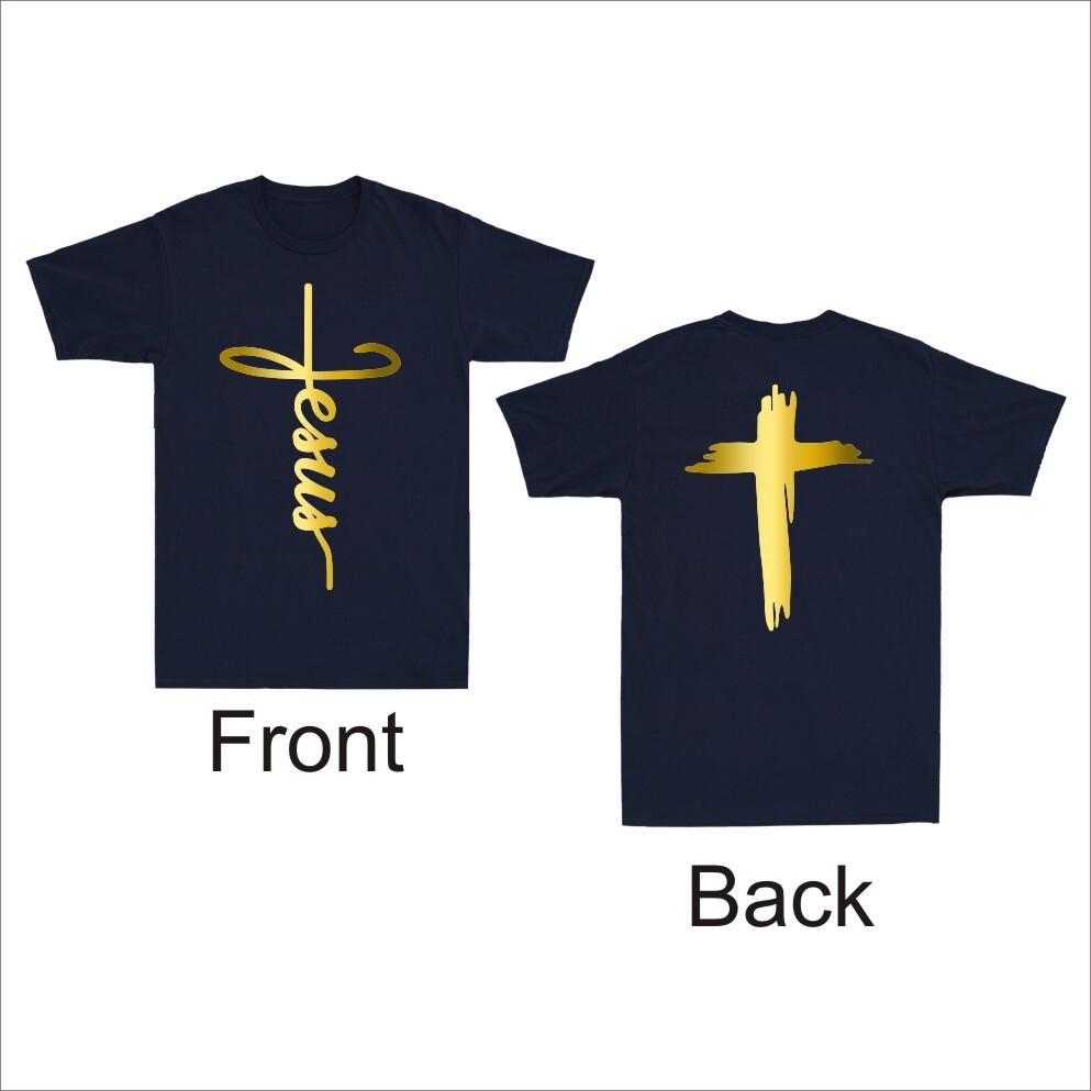 Jesus God Lover Christian Cross Faith Religious Front Back Print Unisexs Tshirt