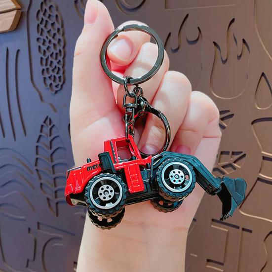 Mini Engineering Cars Charm Keychain Pull Back Cartoon Toy Car Keychain Pendant Anti-Detachable Hook Decompression Tool