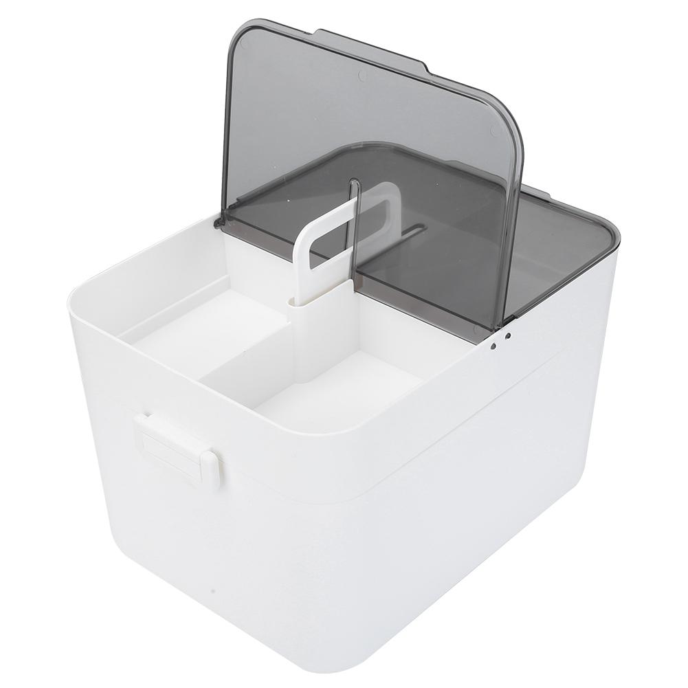 Aufbewahrungsbox, groß, doppellagig, fürs Büro, weißes Kunststofffach, staubdicht, Medikamententruhe
