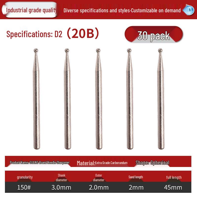 Diamond 3mm Shank Spherical Grinding Head for Jade Carving & Metal Mold Processing